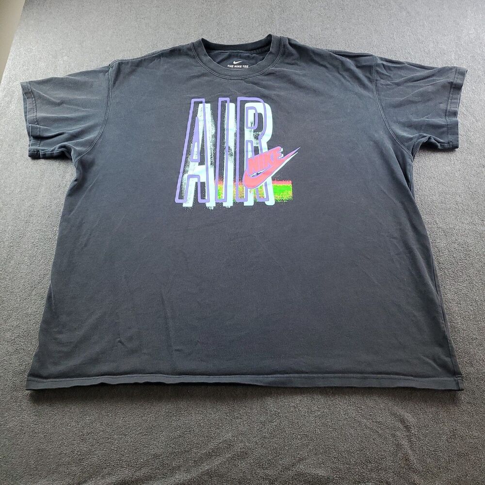 Nike Air Graphic T Shirt Men’s 2XL Black Multicolor Swoosh Logo Tee